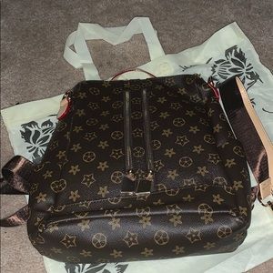 Printed leather mini backpack